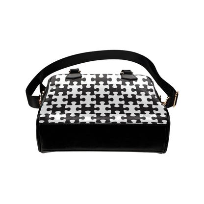 Puzzle Black White Pattern Print Design A02 Shoulder Handbag
