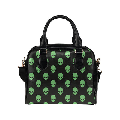 Alien Green Neon Pattern Print Design 01 Shoulder Handbag