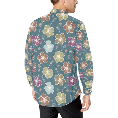 Hibiscus Pattern Print Design HB033 Men's Long Sleeve Shirt