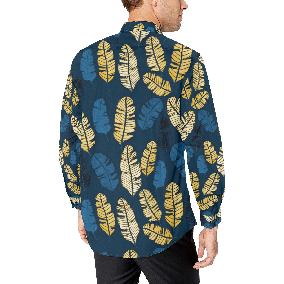 Banana Leaf Pattern Print Design BL09 Men's Long Sleeve Shirt