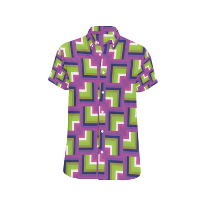 Optical illusion Pattern Print Design A05 Men's Short Sleeve Button Up Shirt