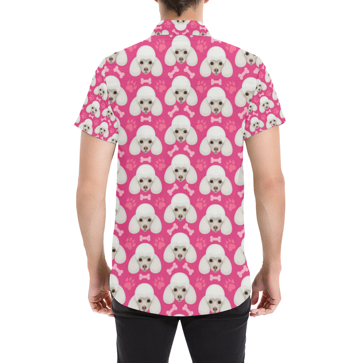 Poodle Pattern Print Design A04 Men's Short Sleeve Button Up Shirt