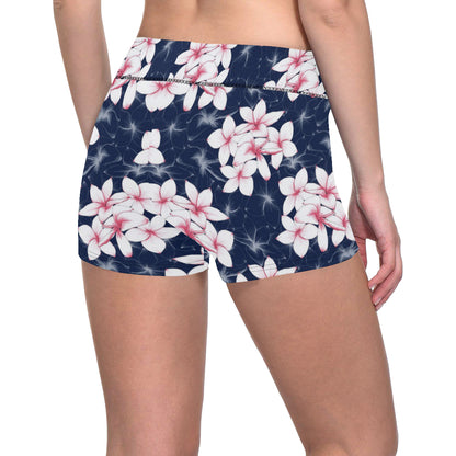 Plumeria Pattern Print Design PM017 Yoga Shorts