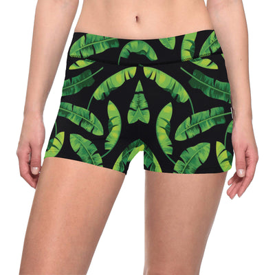 Banana Leaf Pattern Print Design BL02 Yoga Shorts