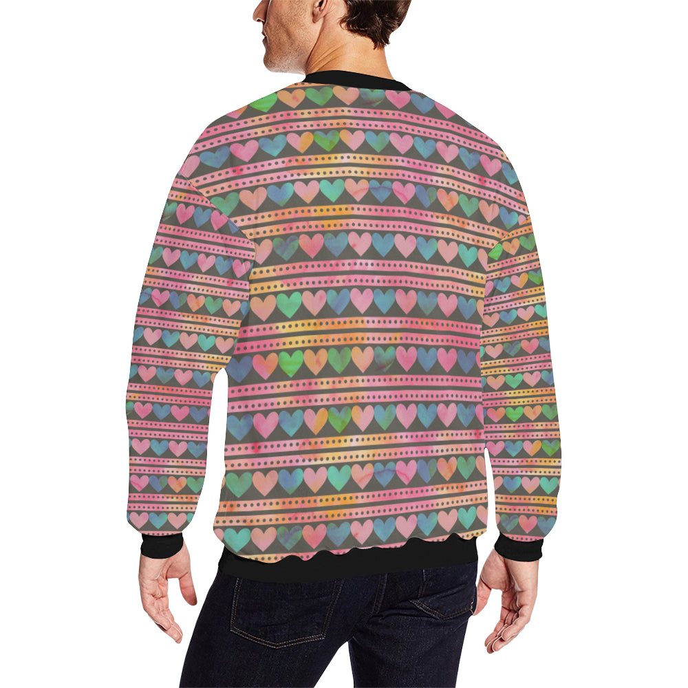 Heart Pattern Print Design HE010 Men Long Sleeve Sweatshirt