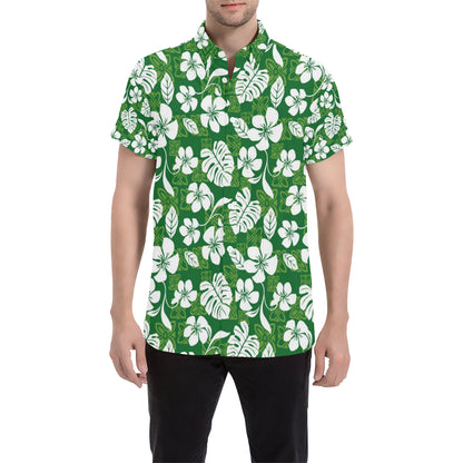 Hawaiian Themed Pattern Print Design H016 Men's Short Sleeve Button Up Shirt