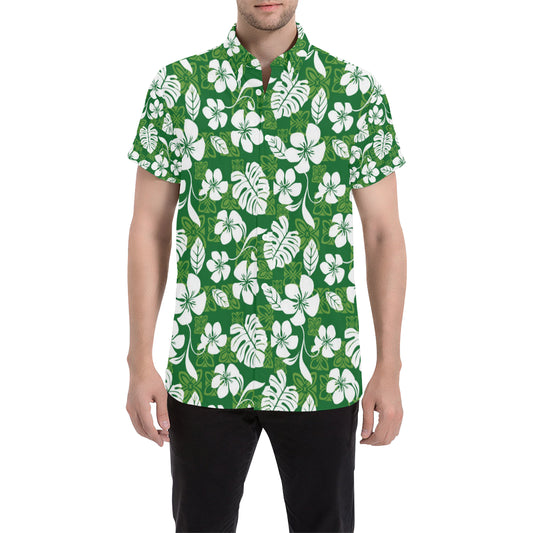 Hawaiian Themed Pattern Print Design H016 Men's Short Sleeve Button Up Shirt