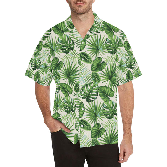 Palm Leaf Pattern Print Design A01 Men's Hawaiian Shirt