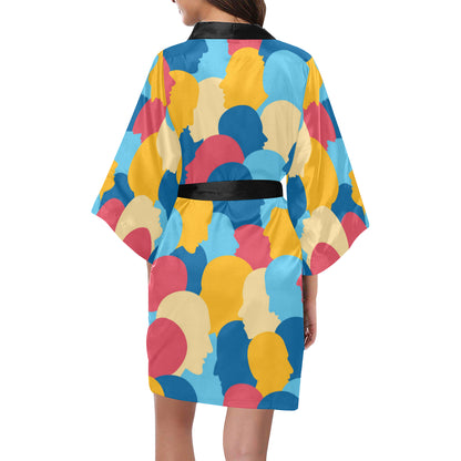 Psychology Pattern Print Design A02 Women's Short Kimono