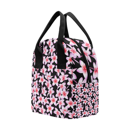 Pink Plumeria Pattern Print Design PM09 Insulated Lunch Bag