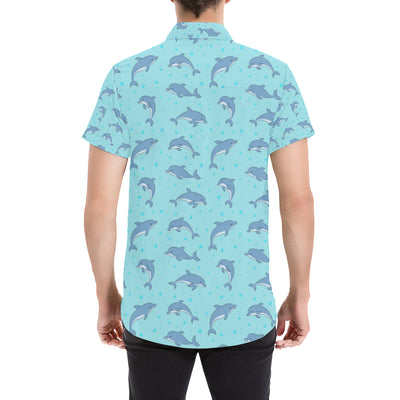 Dolphin Baby Cute Print Pattern Men's Short Sleeve Button Up Shirt