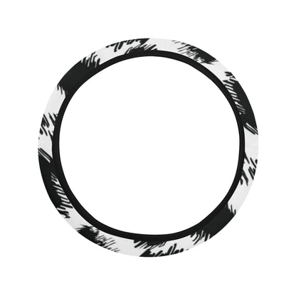 Cheetah Black Print Pattern Steering Wheel Cover with Elastic Edge