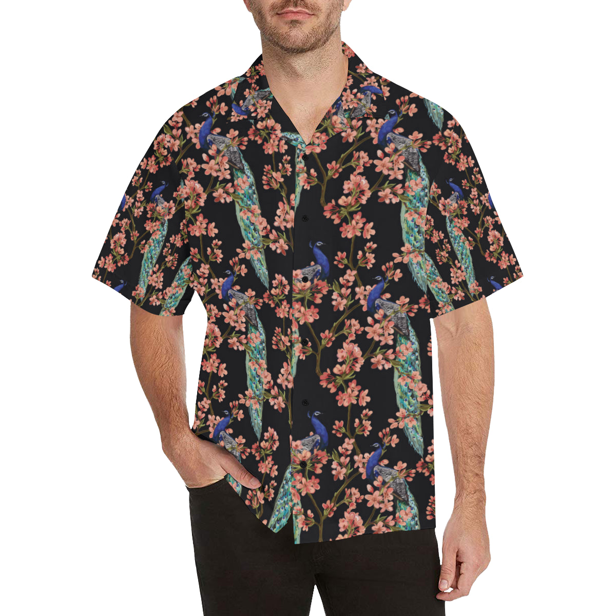 Peacock Pattern Print Design A01 Men's Hawaiian Shirt