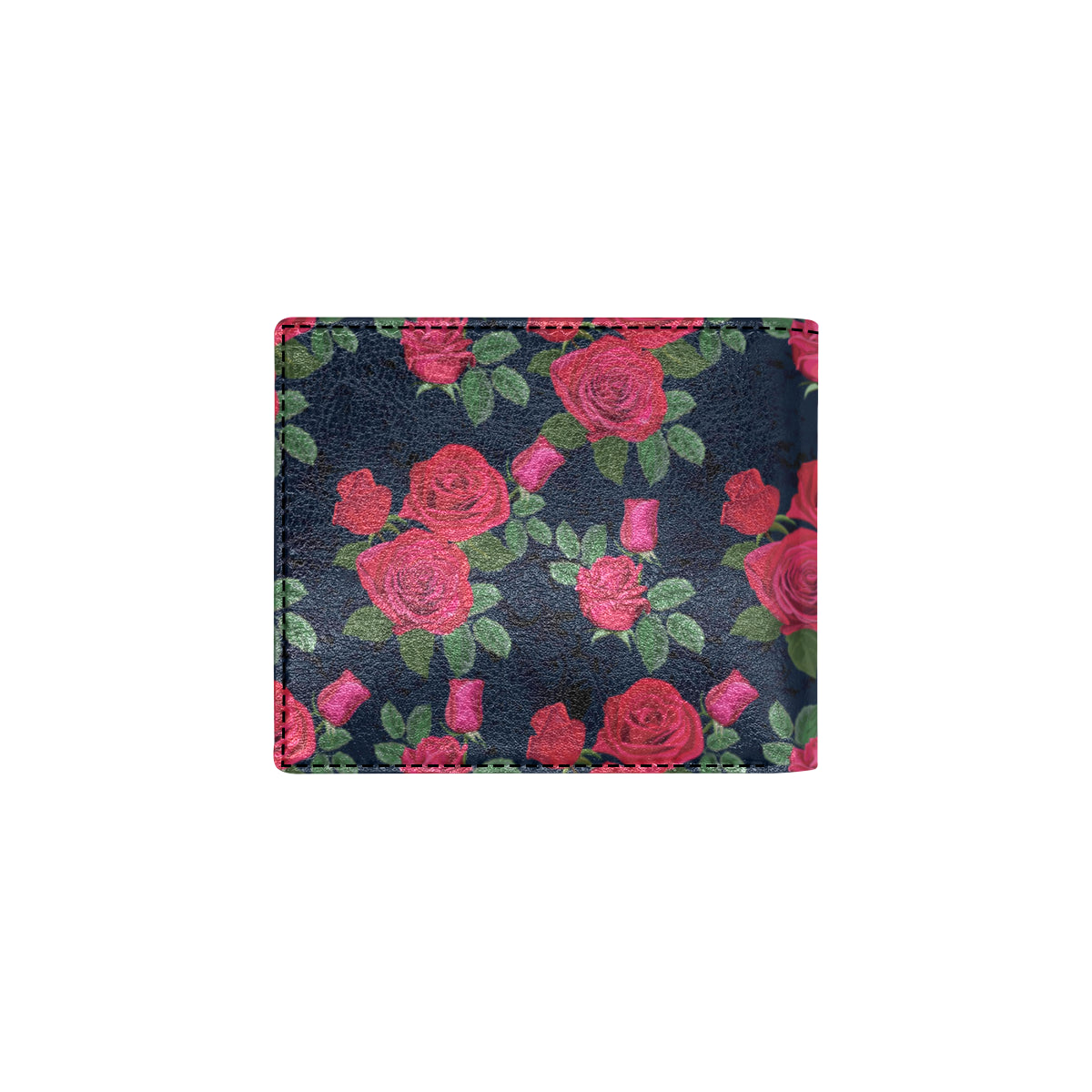 Rose Pattern Print Design A04 Men's ID Card Wallet