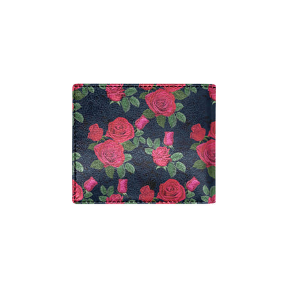 Rose Pattern Print Design A04 Men's ID Card Wallet