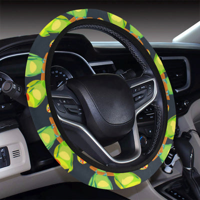 Lovebird Pattern Print Design 01 Steering Wheel Cover with Elastic Edge