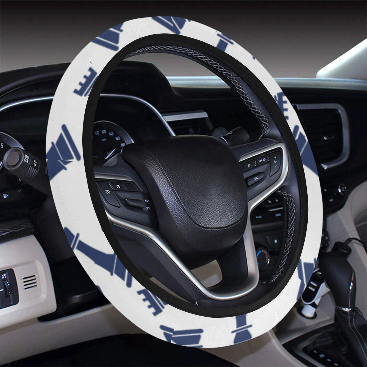 Chess Pattern Print Design 03 Steering Wheel Cover with Elastic Edge