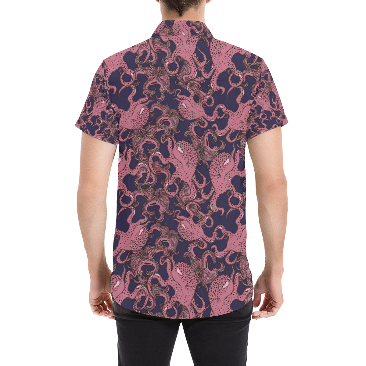 Octopus Pattern Print Design A03 Men's Short Sleeve Button Up Shirt