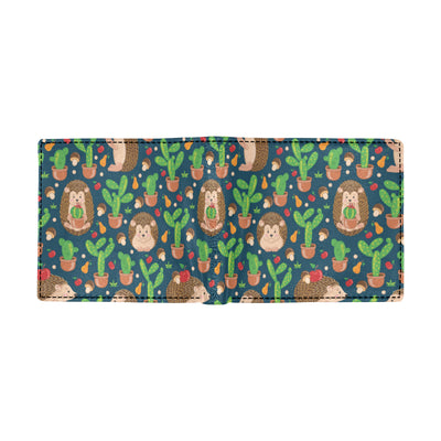 Hedgehog Cactus Pattern Print Design 04 Men's ID Card Wallet