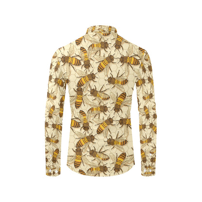Bee Pattern Print Design BEE05 Men's Long Sleeve Shirt