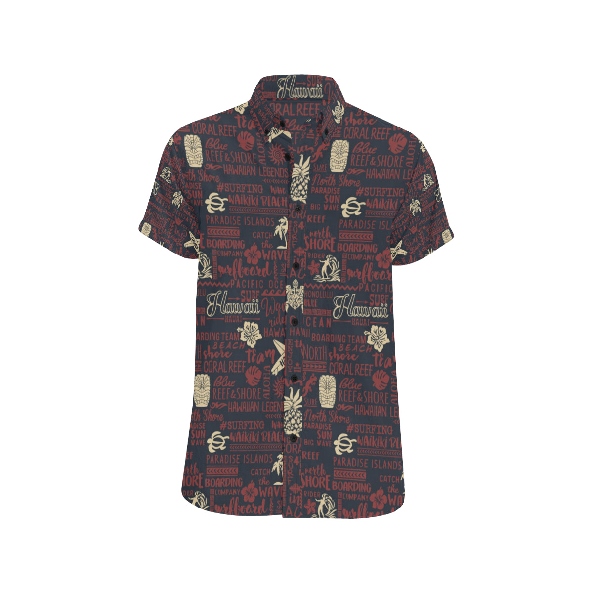 Hawaiian Themed Pattern Print Design H017 Men's Short Sleeve Button Up Shirt
