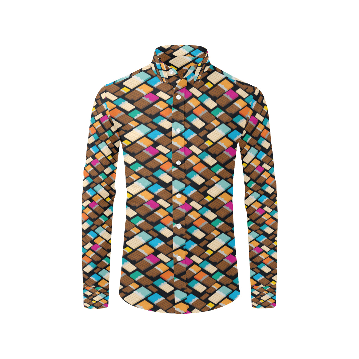 Chocolate Pattern Print Design 02 Men's Long Sleeve Shirt
