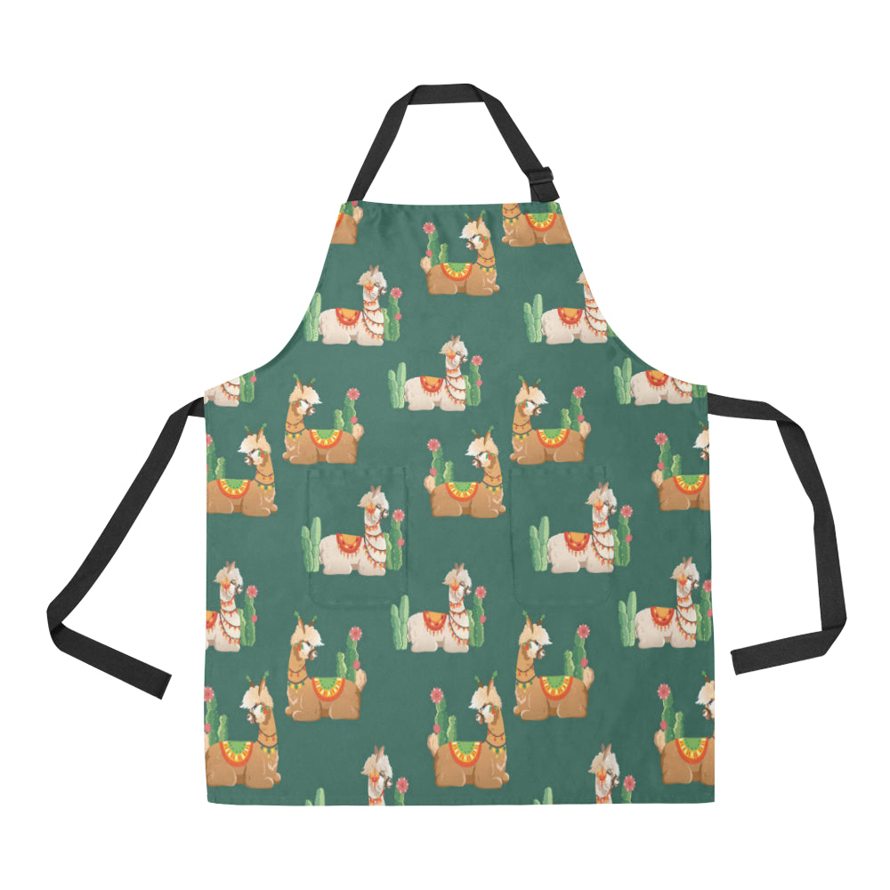 Llama Cactus Pattern Print Design 07 Apron with Pocket