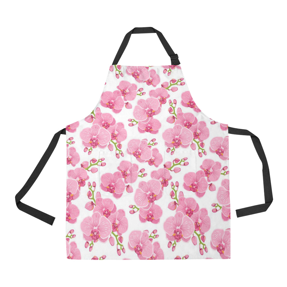 Orchid Pink Pattern Print Design OR07 Apron with Pocket
