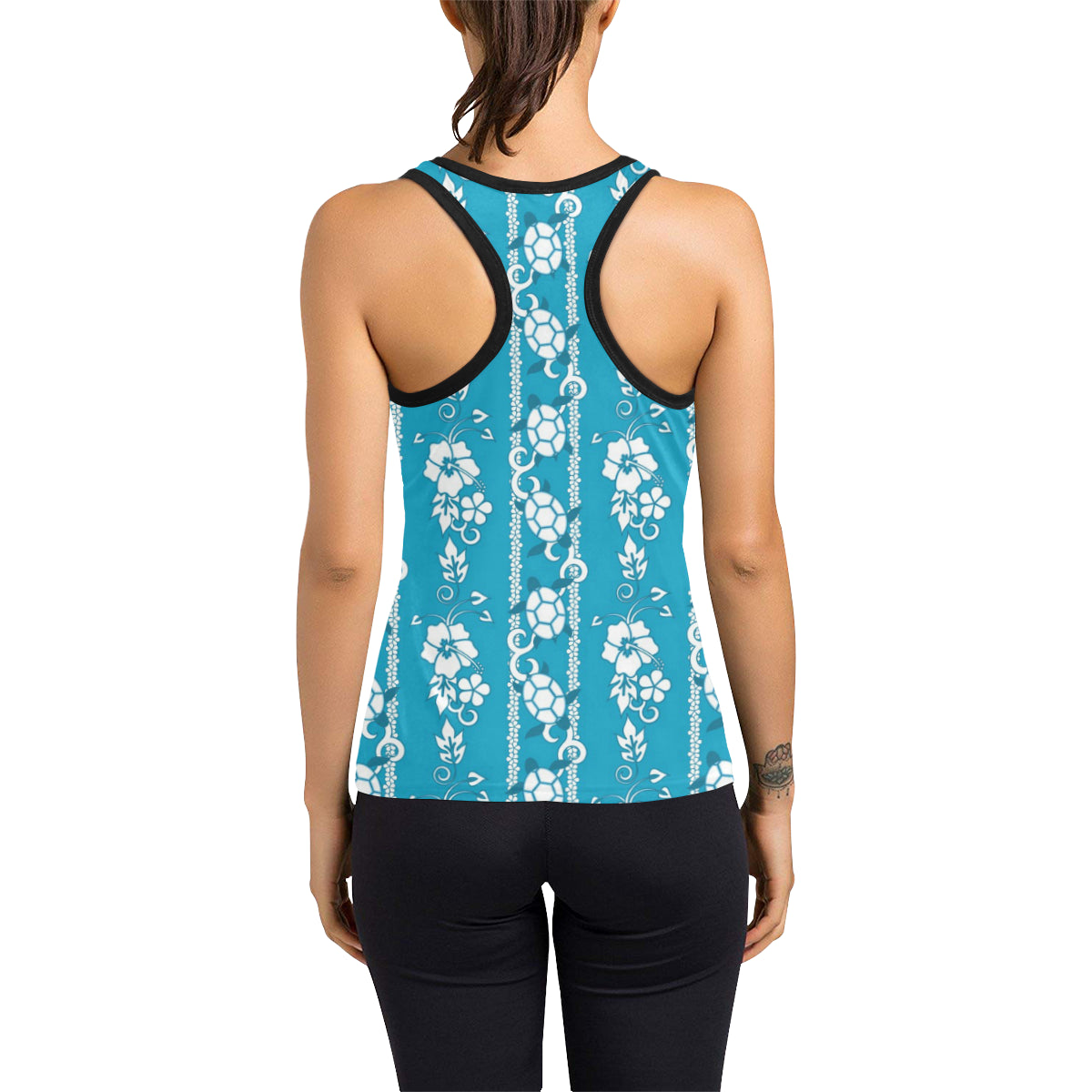 Hawaiian Themed Pattern Print Design H025 Women's Racerback Tank Top