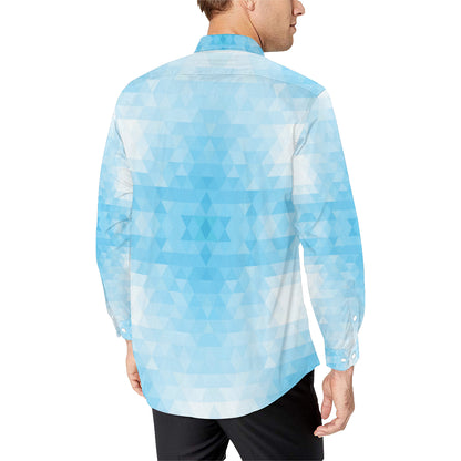 Geometric Blue Pattern Print Design 01 Men's Long Sleeve Shirt