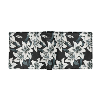 Lily Pattern Print Design 03 Men's ID Card Wallet
