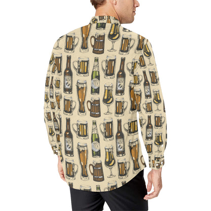 Beer Pattern Print Design 04 Men's Long Sleeve Shirt