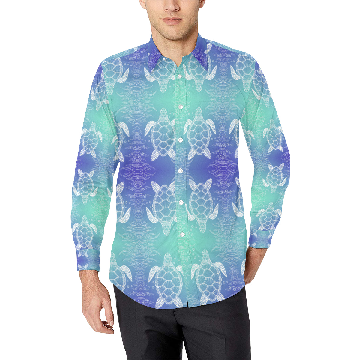 Sea Turtle Draw Men's Long Sleeve Shirt