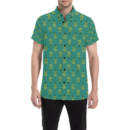 Artichoke Pattern Print Design 04 Men's Short Sleeve Button Up Shirt