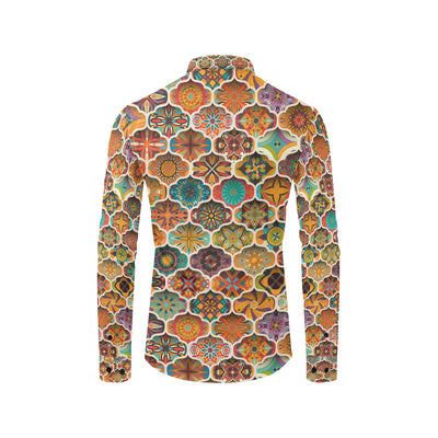 Mandala Mosaic Themed Design Print Men's Long Sleeve Shirt