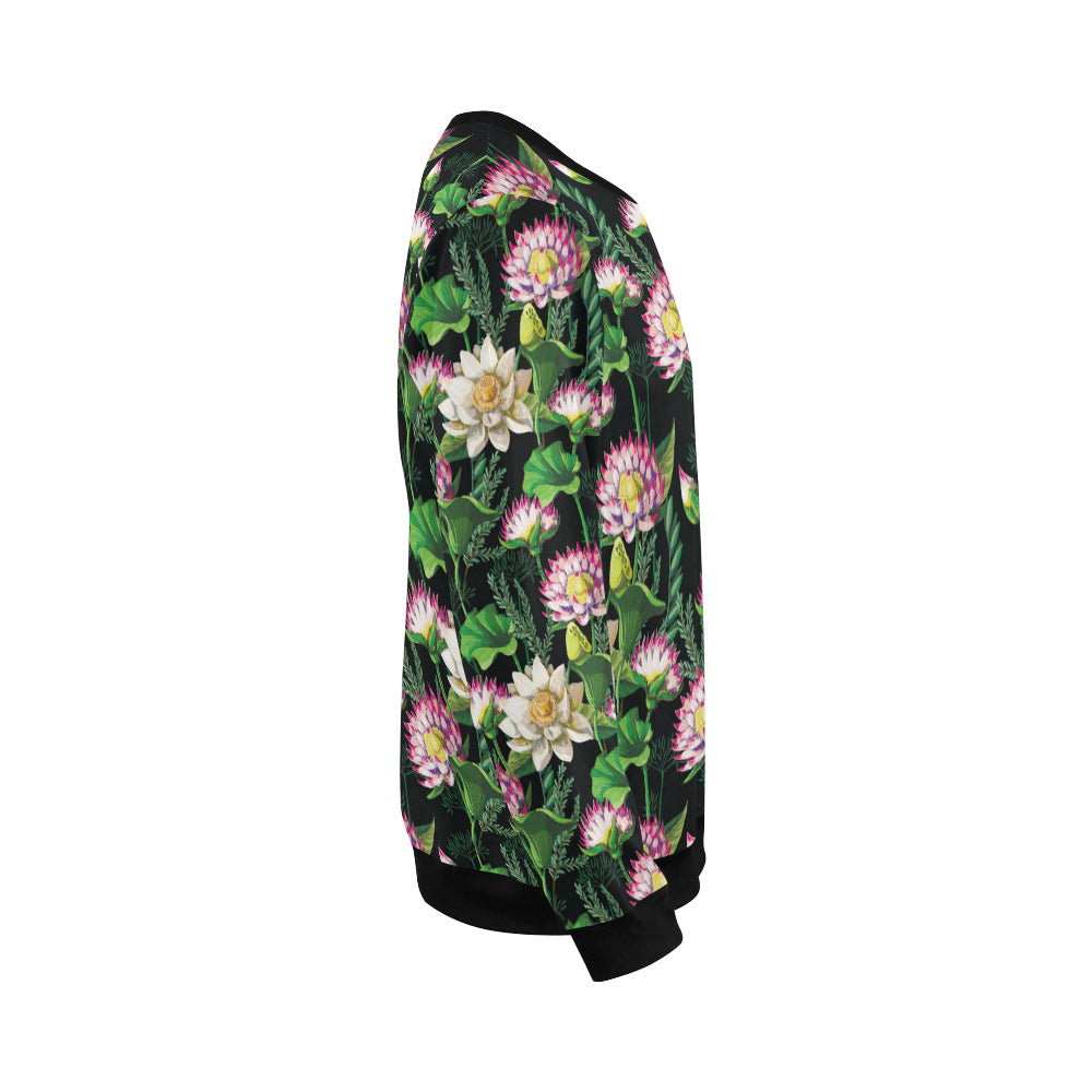 Water Lily Pattern Print Design WL010 Men Long Sleeve Sweatshirt