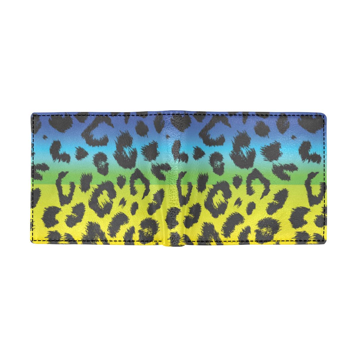 Rainbow Leopard Pattern Print Design A01 Men's ID Card Wallet