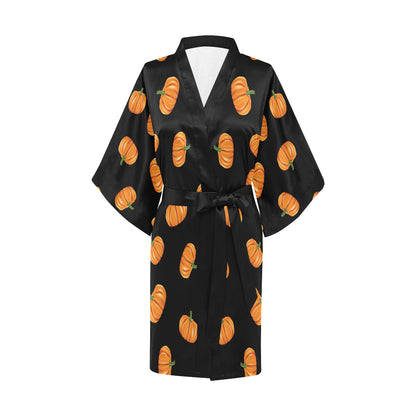 Pumpkin Pattern Print Design A05 Women's Short Kimono