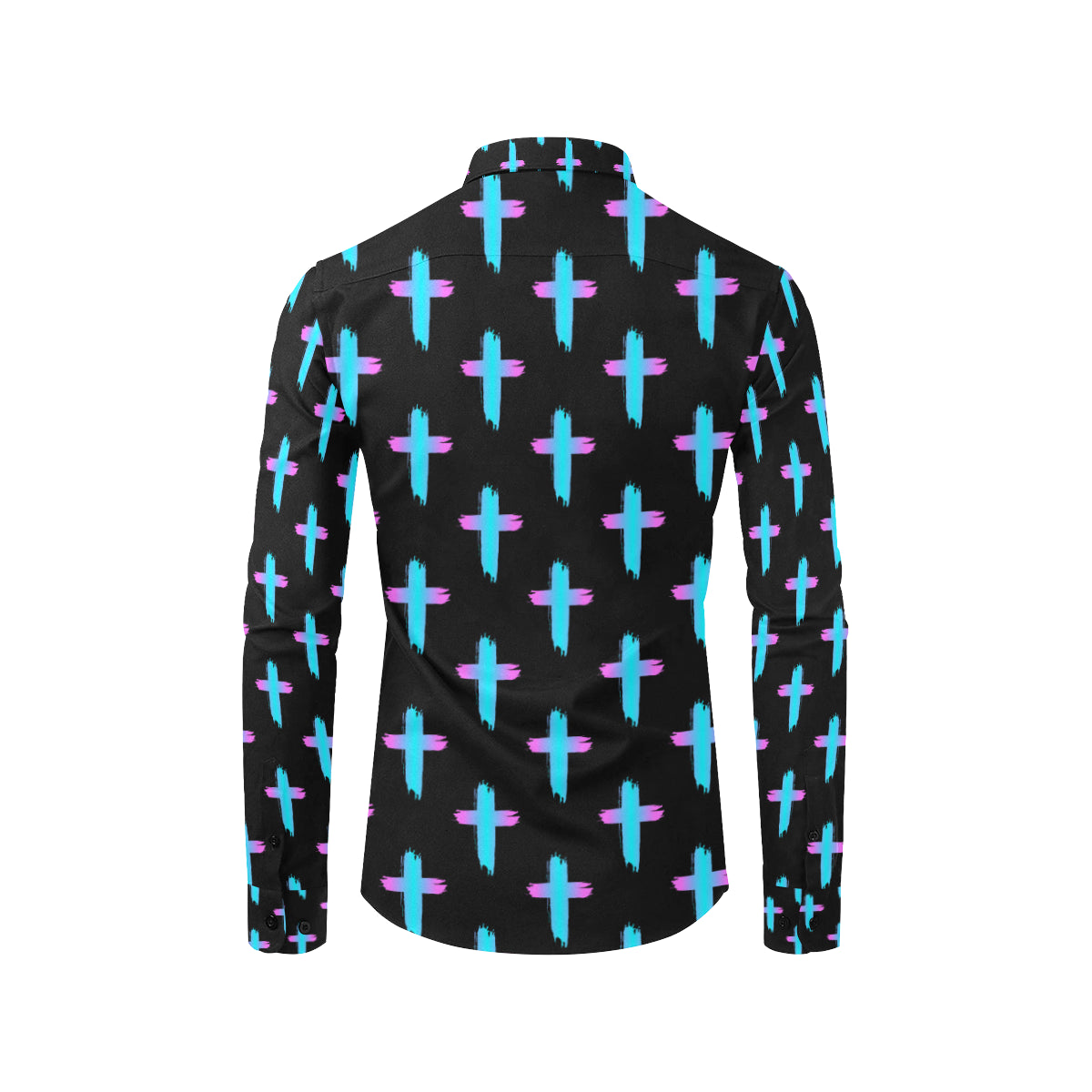 Christian Cross neon Pattern Men's Long Sleeve Shirt