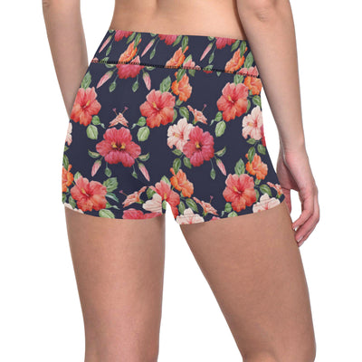 Tropical Flower Pattern Print Design TF020 Yoga Shorts