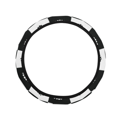 Checkered Flag Crown Pattern Steering Wheel Cover with Elastic Edge