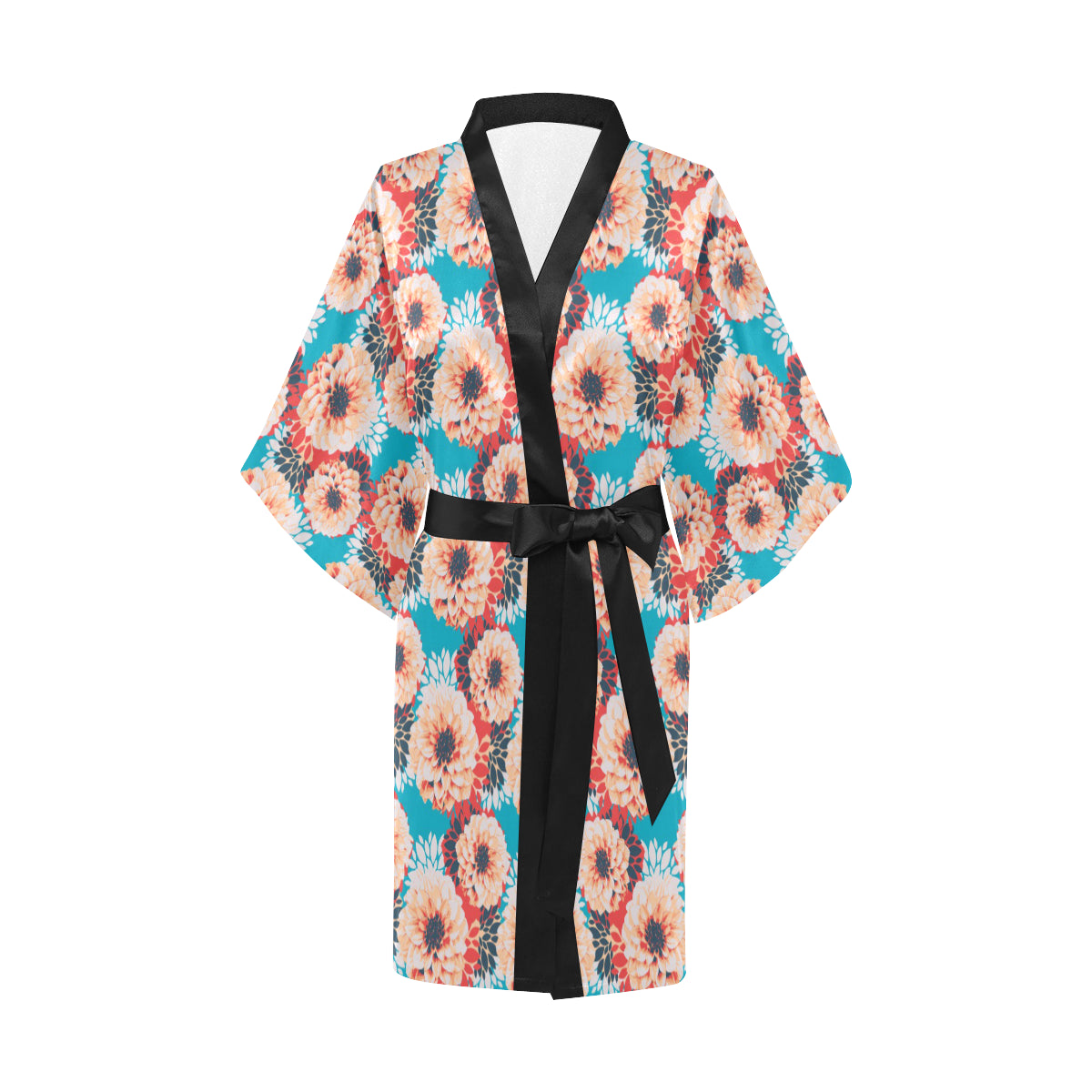 Dahlia Pattern Print Design DH05 Women's Short Kimono