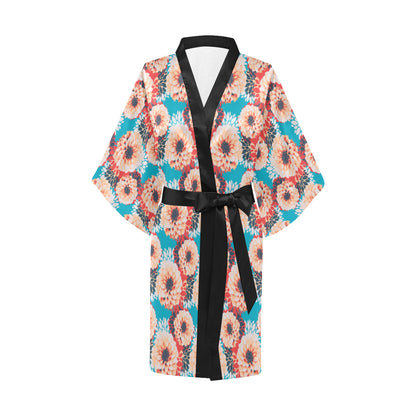 Dahlia Pattern Print Design DH05 Women's Short Kimono
