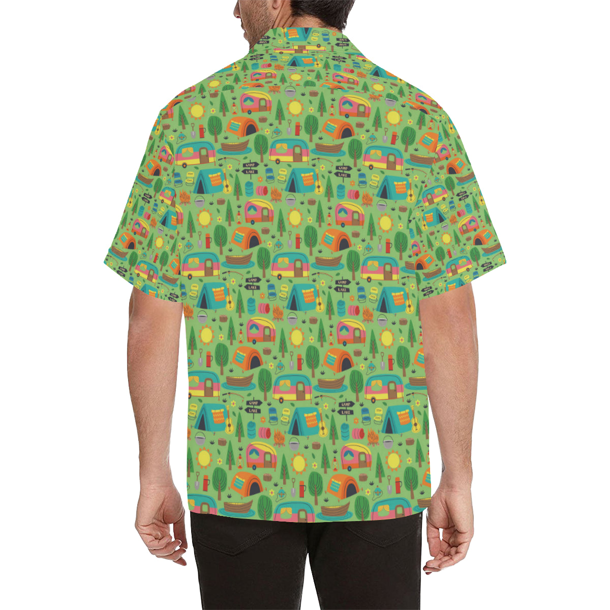 Camping Camper Pattern Print Design 04 Men's Hawaiian Shirt