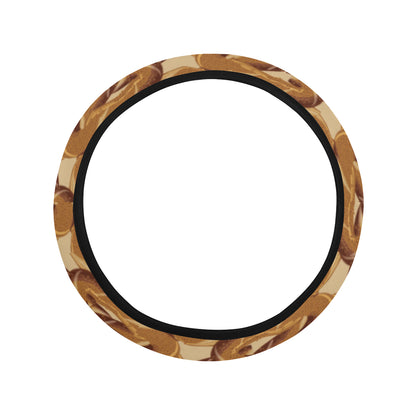 Bagel Pattern Print Design 02 Steering Wheel Cover with Elastic Edge