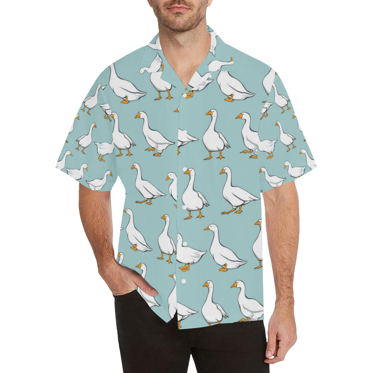 Goose Pattern Print Design 02 Men's Hawaiian Shirt