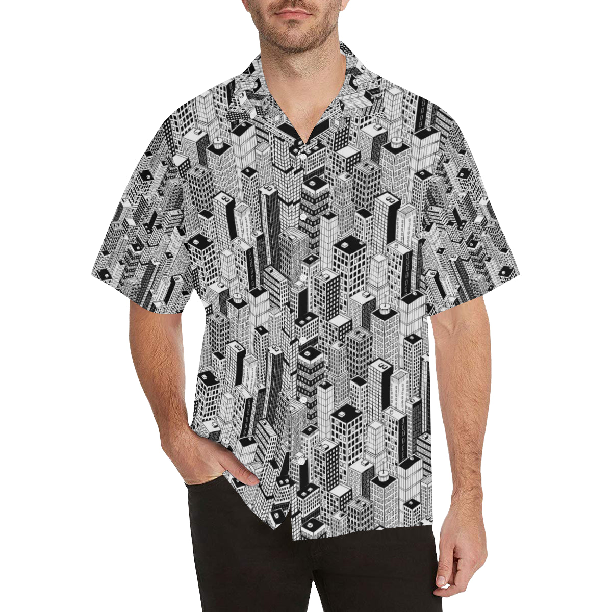 City  Pattern Print Design 02 Men's Hawaiian Shirt
