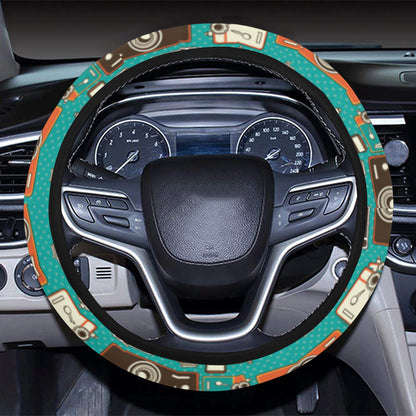 Camera Pattern Print Design 02 Steering Wheel Cover with Elastic Edge