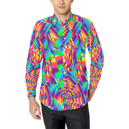 Psychedelic Trippy Pattern Men's Long Sleeve Shirt