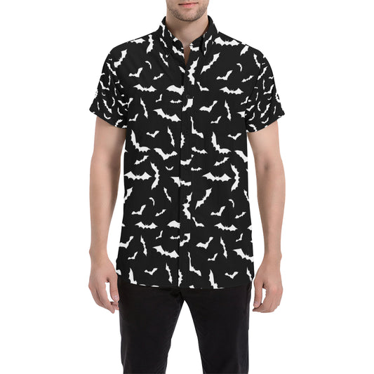 Bat Pattern Print Design 05 Men's Short Sleeve Button Up Shirt
